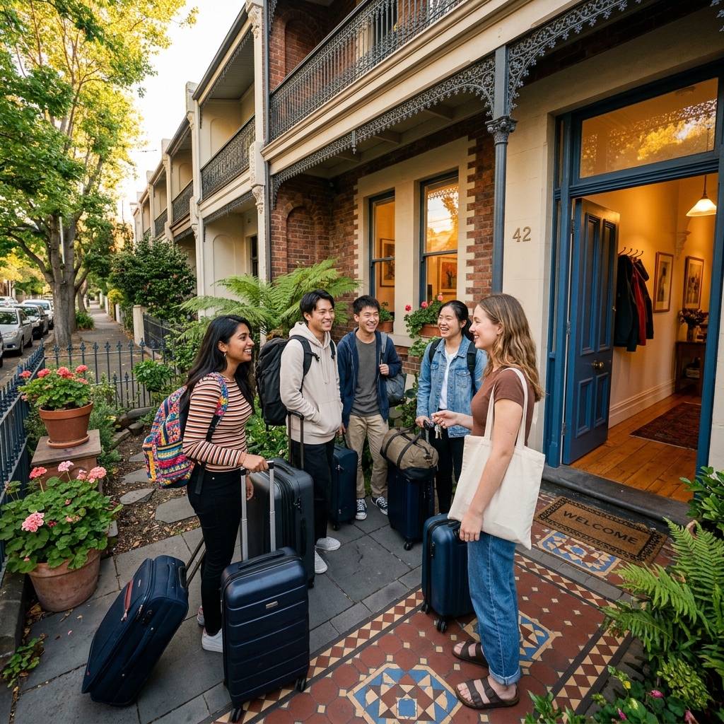 International student arriving at a Melbourne share house — move-in experience